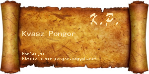 Kvasz Pongor névjegykártya